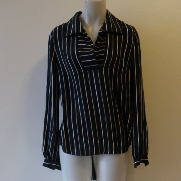FRAME SHIRT PRISTINE NAVY WHITE SILK TOP S* - Picture 1 of 14